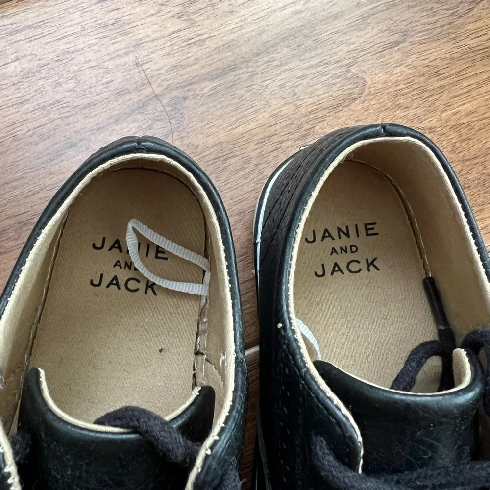 Janie and Jack Black Kids Dress Shoes with White Soles